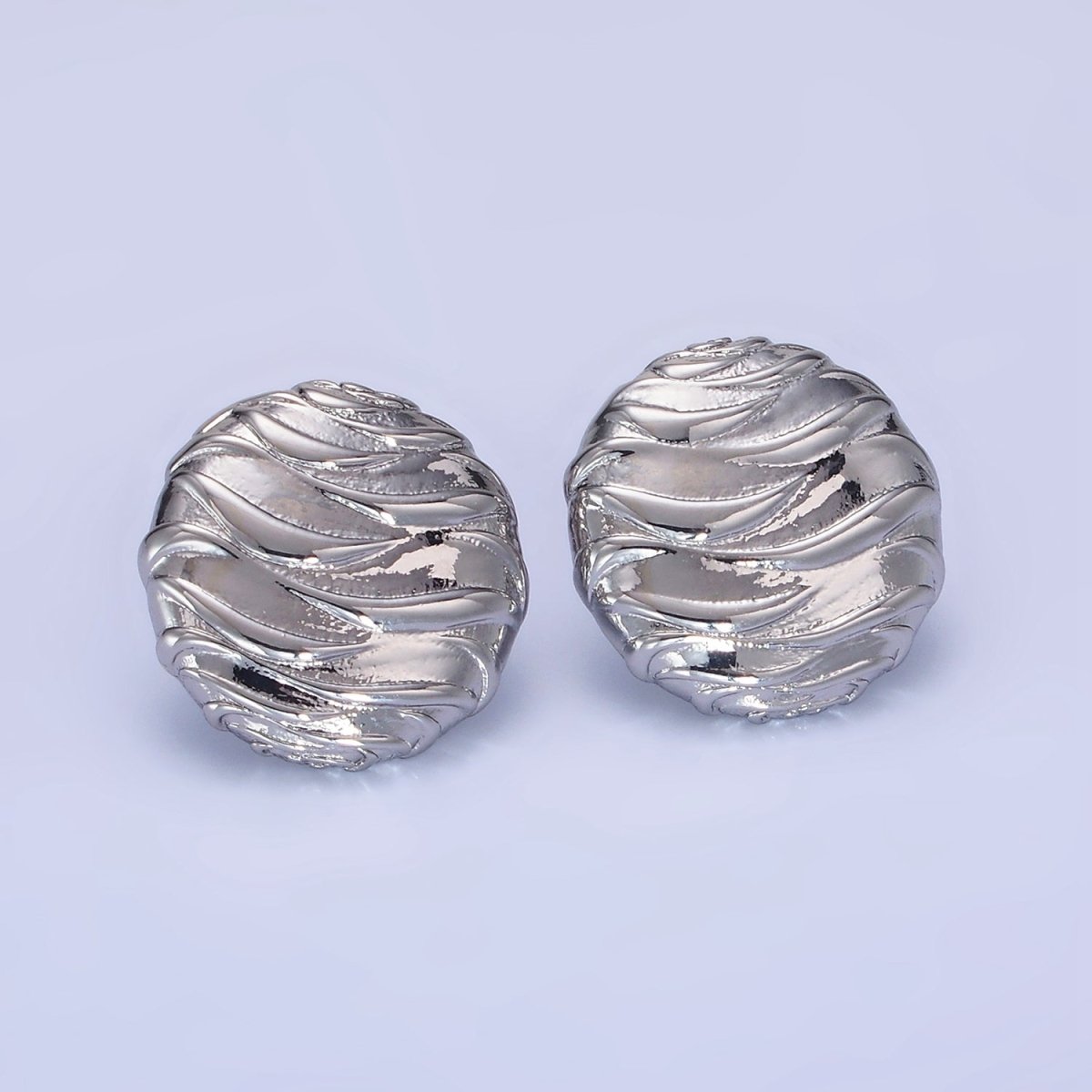 14K Gold Filled Wave-Textured Round Stud Earrings in Gold & Silver | AB1296 AB1297 - DLUXCA