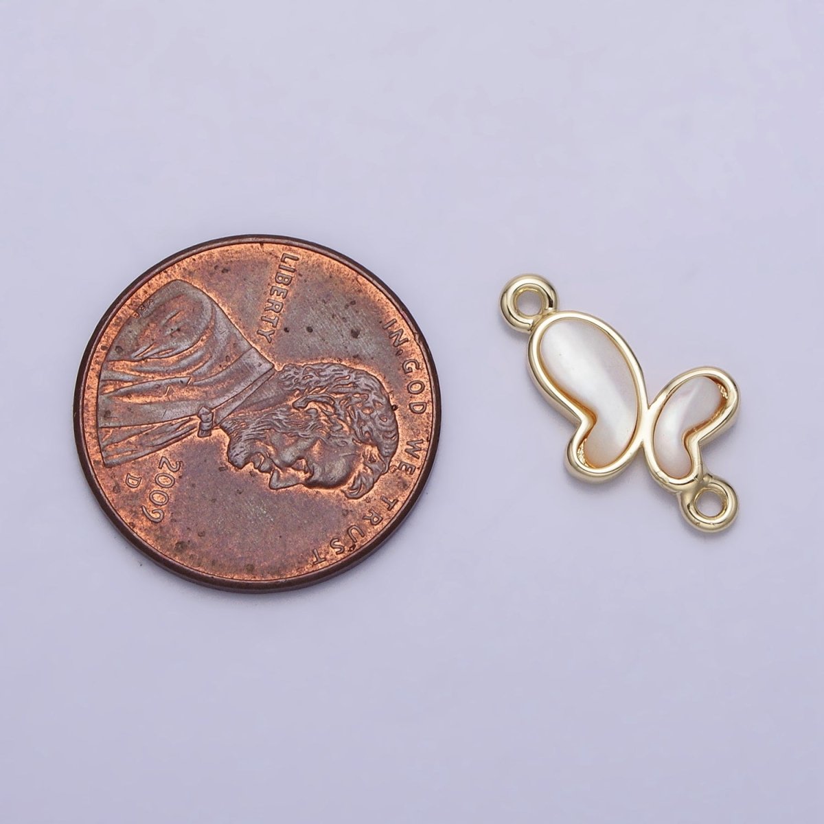 14K Gold Filled Wavy Butterfly Mariposa Shell Pearl Connector | AA1015 - DLUXCA
