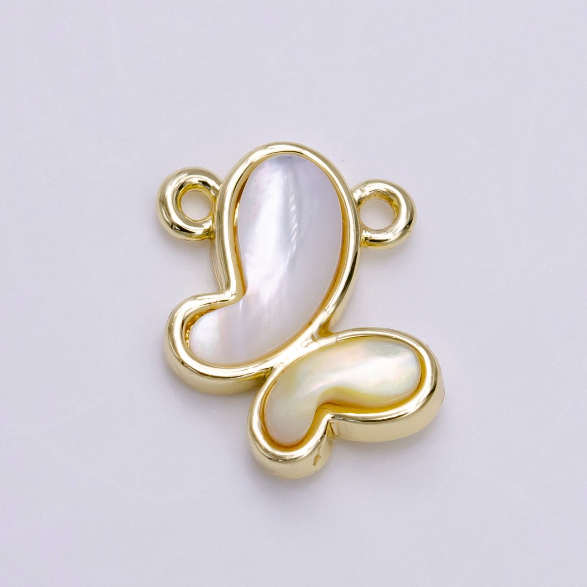 14K Gold Filled Wavy Butterfly Mariposa Shell Pearl Top Loop Connector | AA-1059 - DLUXCA