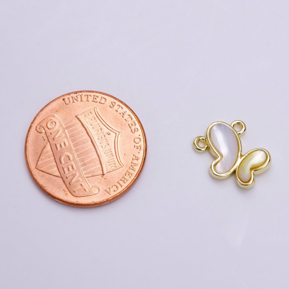14K Gold Filled Wavy Butterfly Mariposa Shell Pearl Top Loop Connector | AA-1059 - DLUXCA