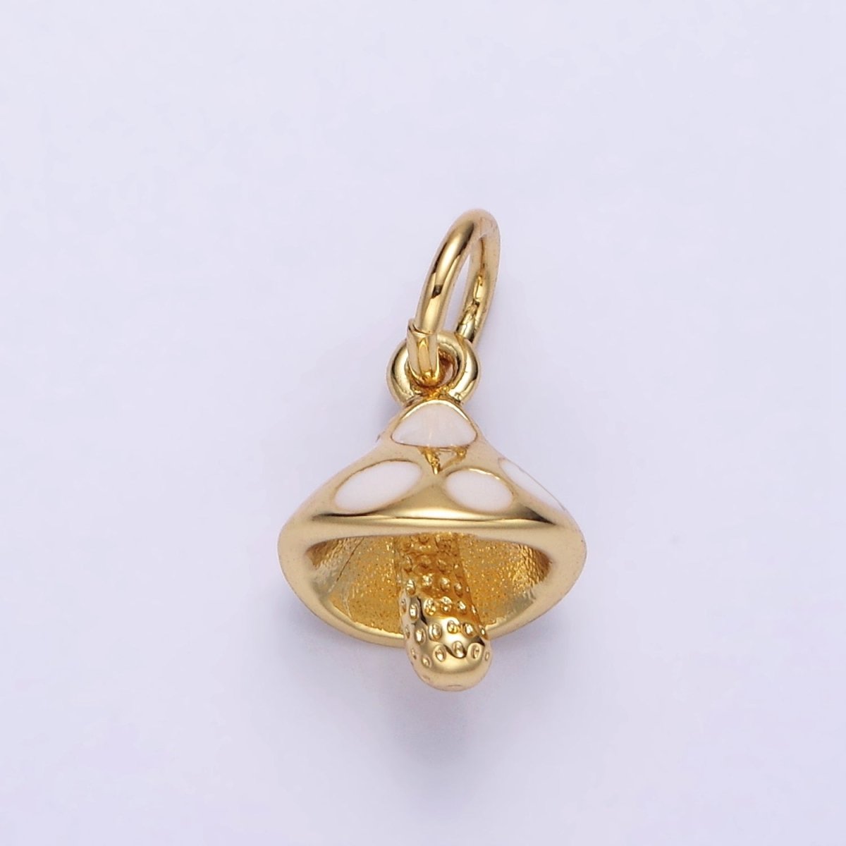 14K Gold Filled White, Orange, Pink Enamel Dotted Mushroom Charm | N1519 - N1521 - DLUXCA