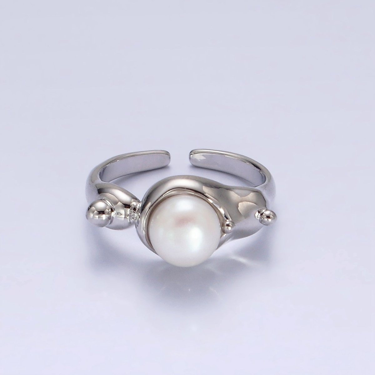 14K Gold Filled White, Pink Pearl Dotted Bubble Molten Band Ring in Silver & Gold | O684 - O687 - DLUXCA