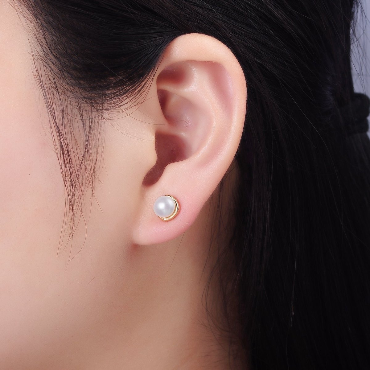 14K Gold Filled White, Pink, Purple Pearl Stud Earrings in Gold & Silver | AB1248 - AB1251 - DLUXCA