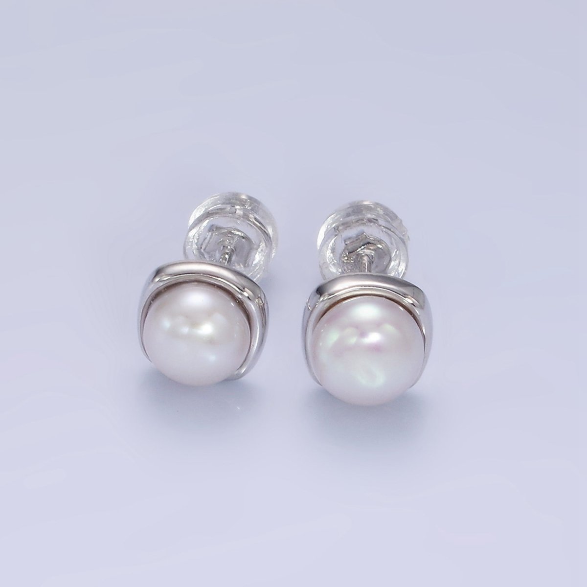 14K Gold Filled White, Pink, Purple Pearl Stud Earrings in Gold & Silver | AB1248 - AB1251 - DLUXCA