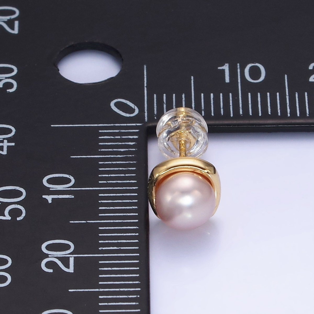 14K Gold Filled White, Pink, Purple Pearl Stud Earrings in Gold & Silver | AB1248 - AB1251 - DLUXCA