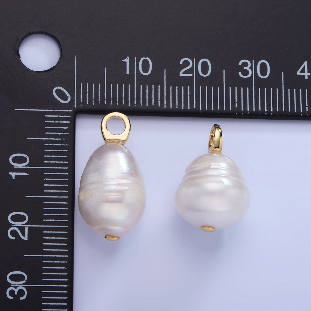 14K Gold Filled White Ringed Baroque Freshwater Pearl Drop Pendant | P1734 - DLUXCA