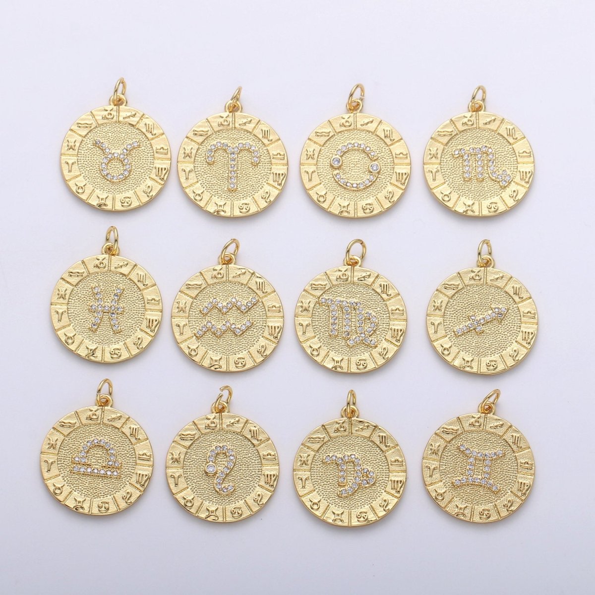 14k Gold Filled Zodiac Charms Micro Pave Constellation Necklace Pendant for Zodiac Necklace Celestial Jewelry Making Supply | A-339-A-350 - DLUXCA