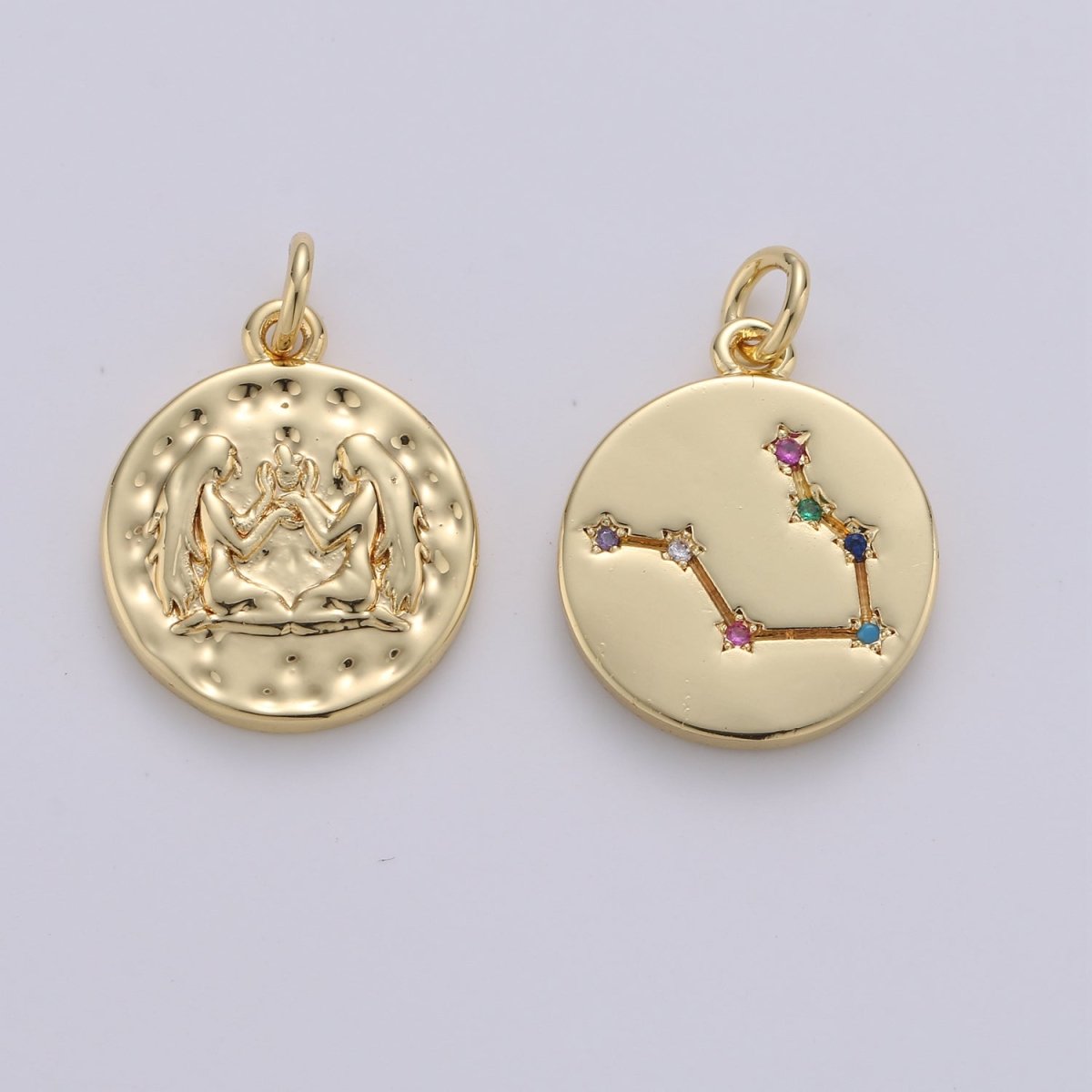 14K Gold Filled Zodiac Constellation Charms, Zodiac Symbol, Horoscope Charm, Gold Astrological Zodiac Signs, Double Sided Charm Pendant | A-326-A-337 - DLUXCA