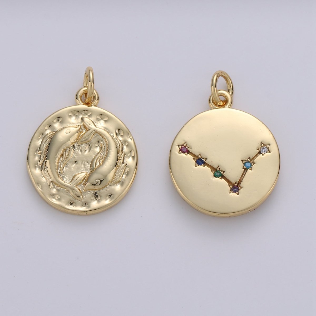 14K Gold Filled Zodiac Constellation Charms, Zodiac Symbol, Horoscope Charm, Gold Astrological Zodiac Signs, Double Sided Charm Pendant | A-326-A-337 - DLUXCA