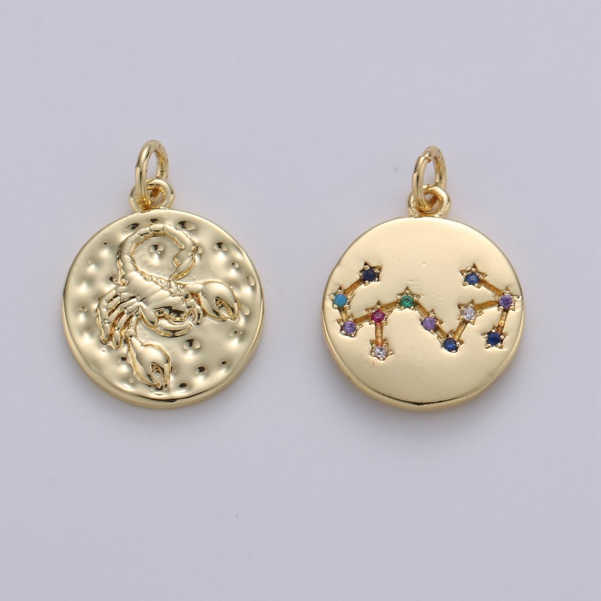 14K Gold Filled Zodiac Constellation Charms, Zodiac Symbol, Horoscope Charm, Gold Astrological Zodiac Signs, Double Sided Charm Pendant | A-326-A-337 - DLUXCA