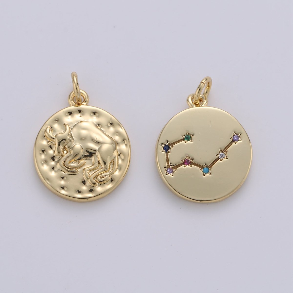14K Gold Filled Zodiac Constellation Charms, Zodiac Symbol, Horoscope Charm, Gold Astrological Zodiac Signs, Double Sided Charm Pendant | A-326-A-337 - DLUXCA