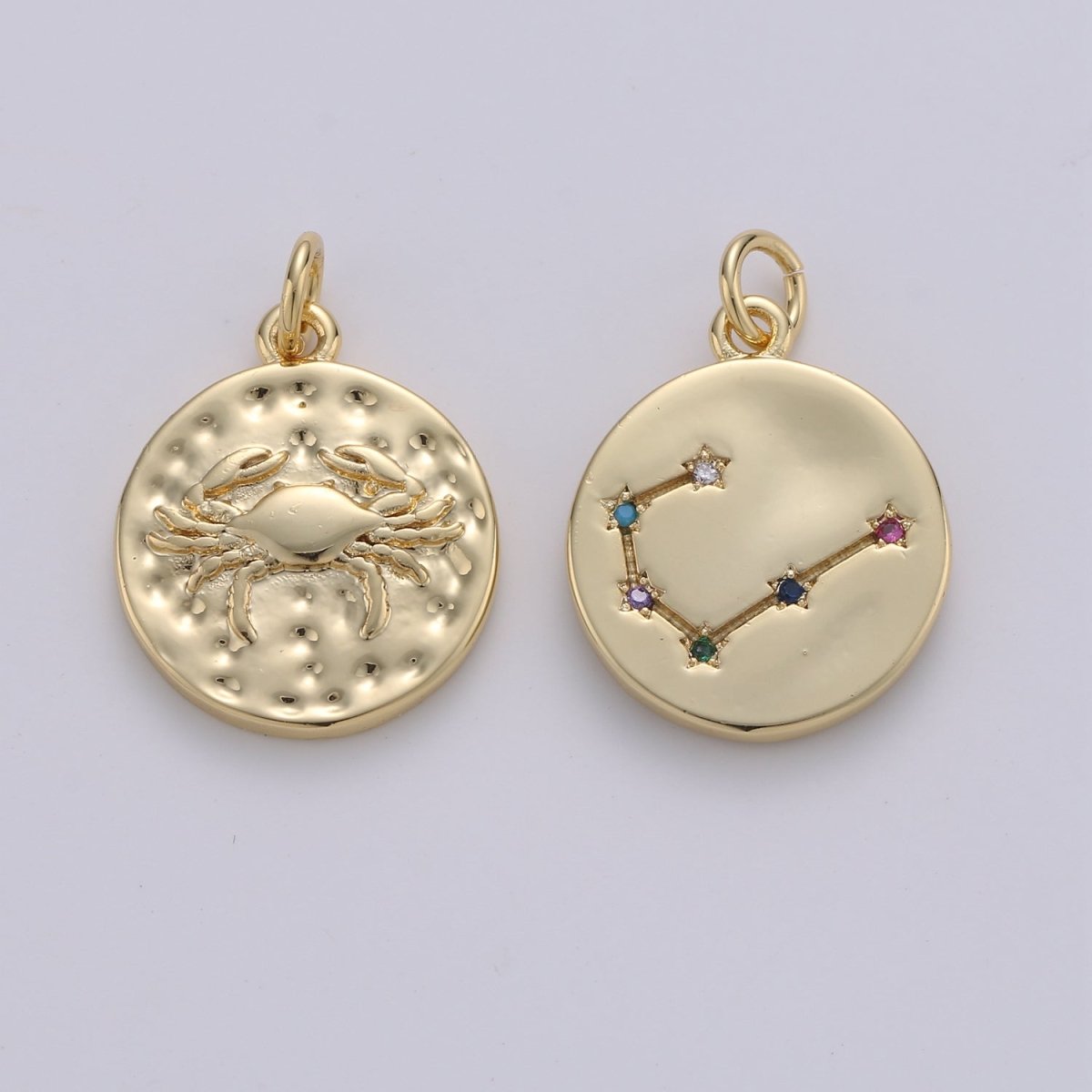 14K Gold Filled Zodiac Constellation Charms, Zodiac Symbol, Horoscope Charm, Gold Astrological Zodiac Signs, Double Sided Charm Pendant | A-326-A-337 - DLUXCA