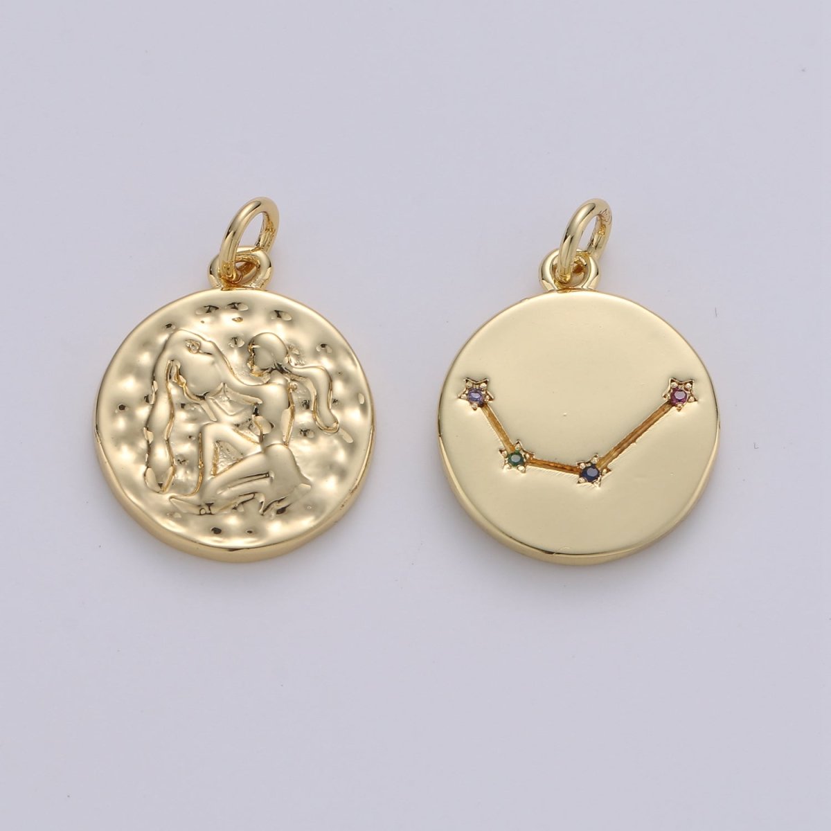 14K Gold Filled Zodiac Constellation Charms, Zodiac Symbol, Horoscope Charm, Gold Astrological Zodiac Signs, Double Sided Charm Pendant | A-326-A-337 - DLUXCA