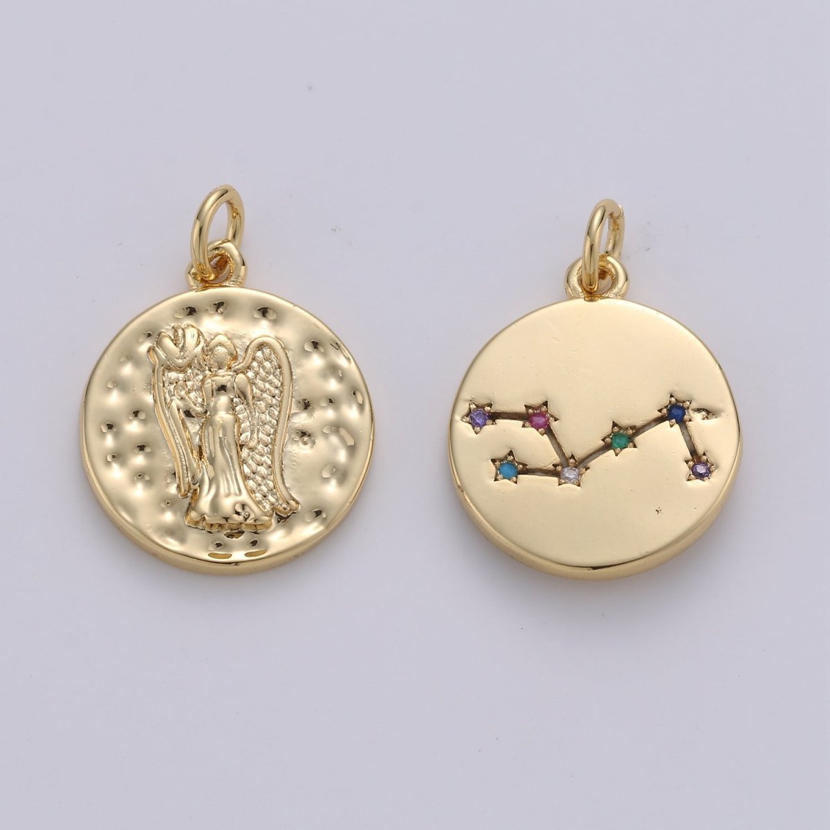 14K Gold Filled Zodiac Constellation Charms, Zodiac Symbol, Horoscope Charm, Gold Astrological Zodiac Signs, Double Sided Charm Pendant | A-326-A-337 - DLUXCA