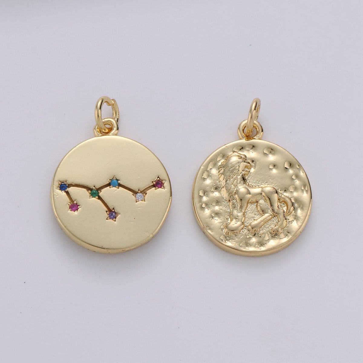 14K Gold Filled Zodiac Constellation Charms, Zodiac Symbol, Horoscope Charm, Gold Astrological Zodiac Signs, Double Sided Charm Pendant | A-326-A-337 - DLUXCA