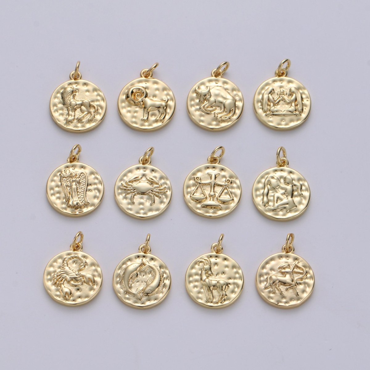 14K Gold Filled Zodiac Constellation Charms, Zodiac Symbol, Horoscope Charm, Gold Astrological Zodiac Signs, Double Sided Charm Pendant | A-326-A-337 - DLUXCA