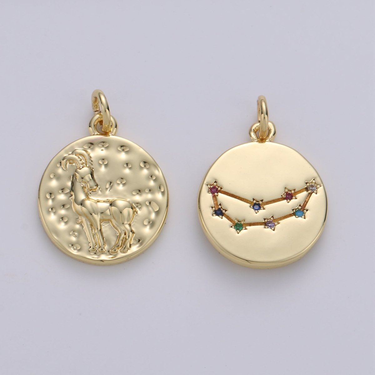 14K Gold Filled Zodiac Constellation Charms, Zodiac Symbol, Horoscope Charm, Gold Astrological Zodiac Signs, Double Sided Charm Pendant | A-326-A-337 - DLUXCA
