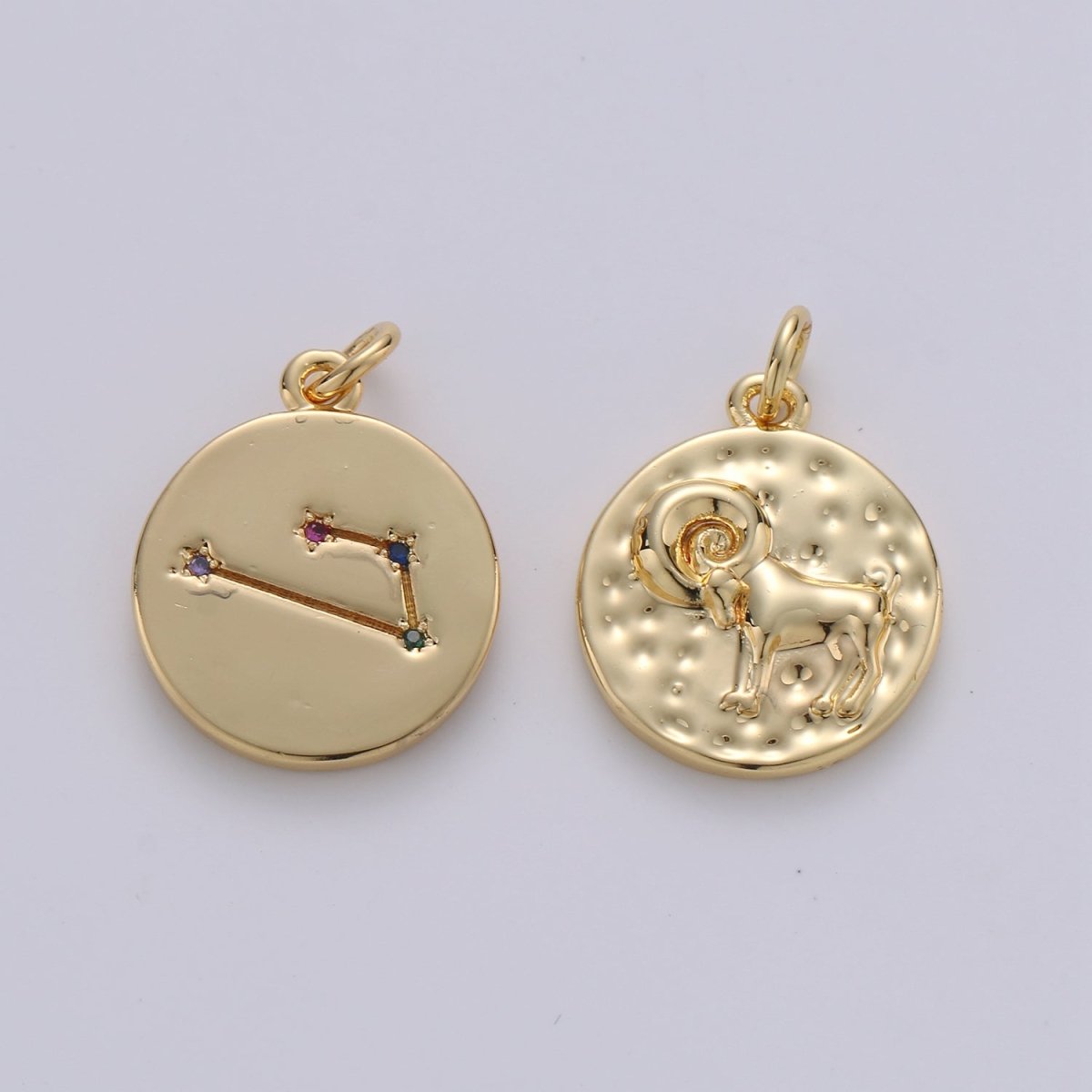 14K Gold Filled Zodiac Constellation Charms, Zodiac Symbol, Horoscope Charm, Gold Astrological Zodiac Signs, Double Sided Charm Pendant | A-326-A-337 - DLUXCA