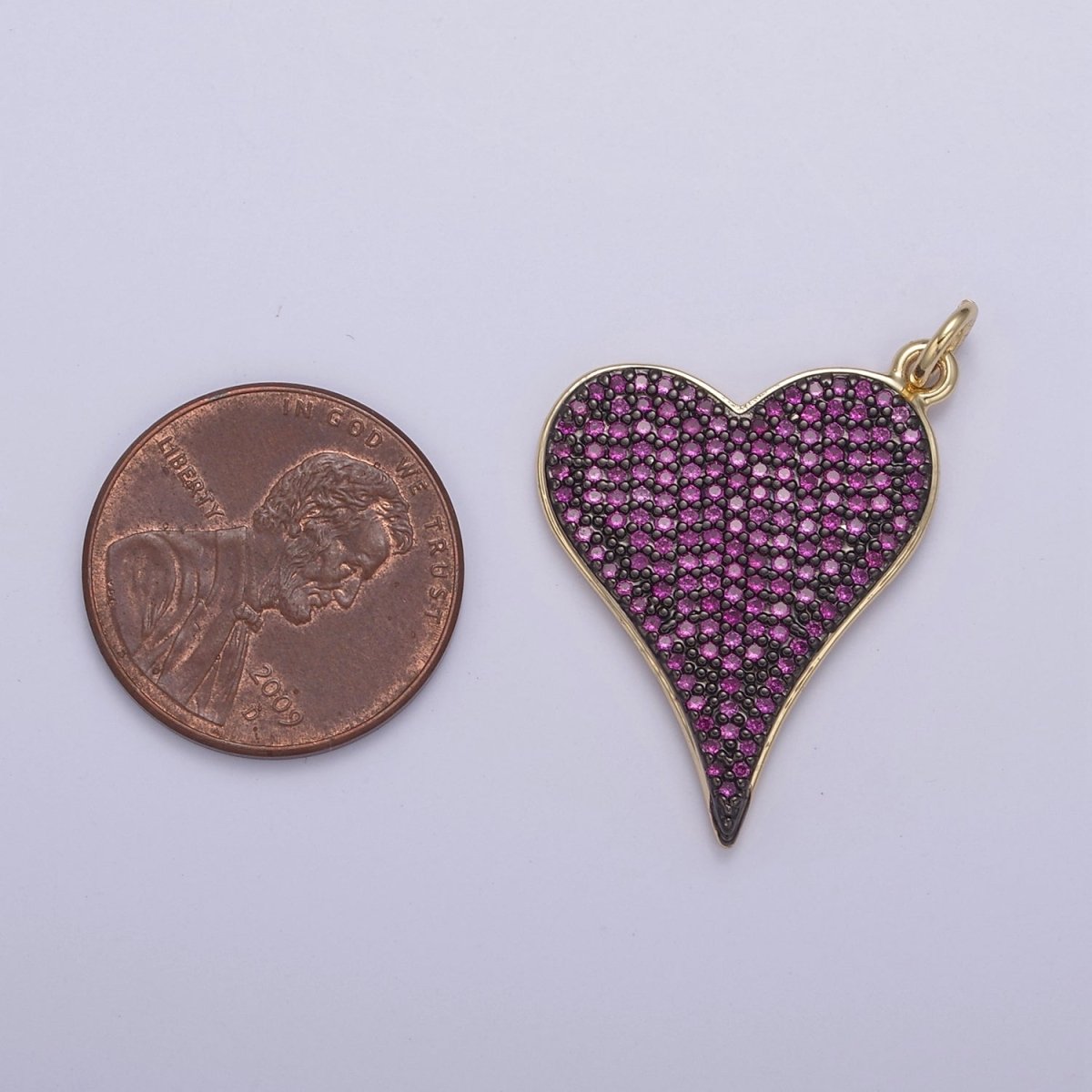 14K Gold Heart Charm Pendant, Green, Pink CZ Micro Pave CZ Heart Charm for bracelet necklace diy jewelry N-796 N-797 - DLUXCA