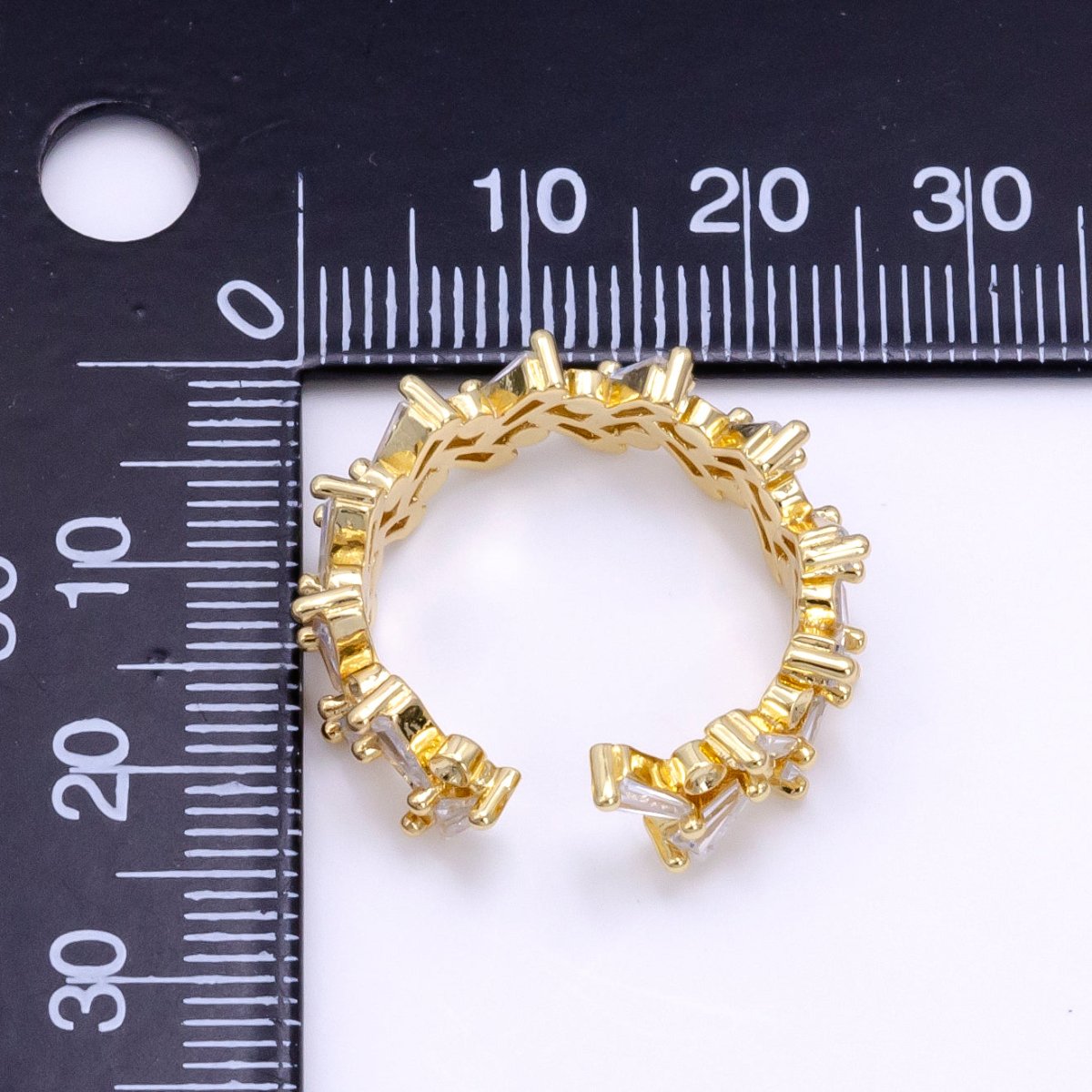 14K Gold Plated Clear CZ Baguette Band Ring | O1900 - DLUXCA