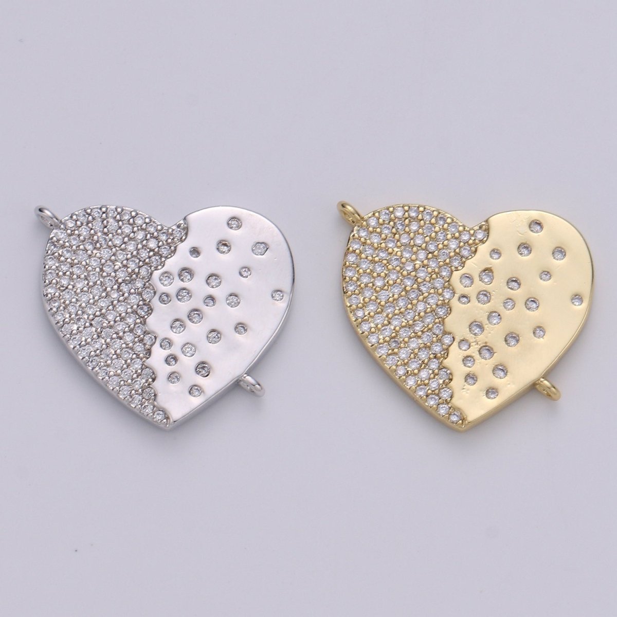 14K Gold Plated Heart Connector - Dainty Link Connector- Cubic Mariposa Charm Connector- for Necklace Bracelet Component F-803 F-804 - DLUXCA