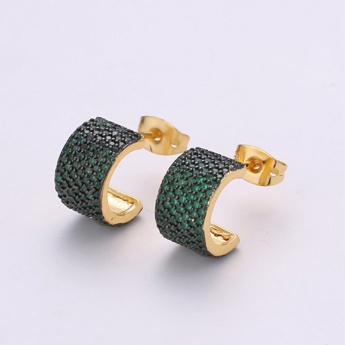 14K Gold Plated Sterling Silver Tiny Aqua Turquoise Hoop Earrings, Huggie Hoops, Small Dainty Hoop Earring, Something Blue, Cartilage Q-155 - Q-159 - DLUXCA