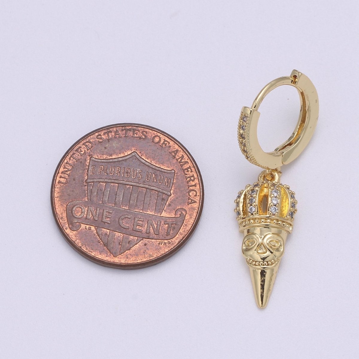 14k Gold spike earring, Spike hoop earrings, Pendulum huggie, Gift for her, Tiny hoop earrings Dangle earrings P-048 P-049 - DLUXCA