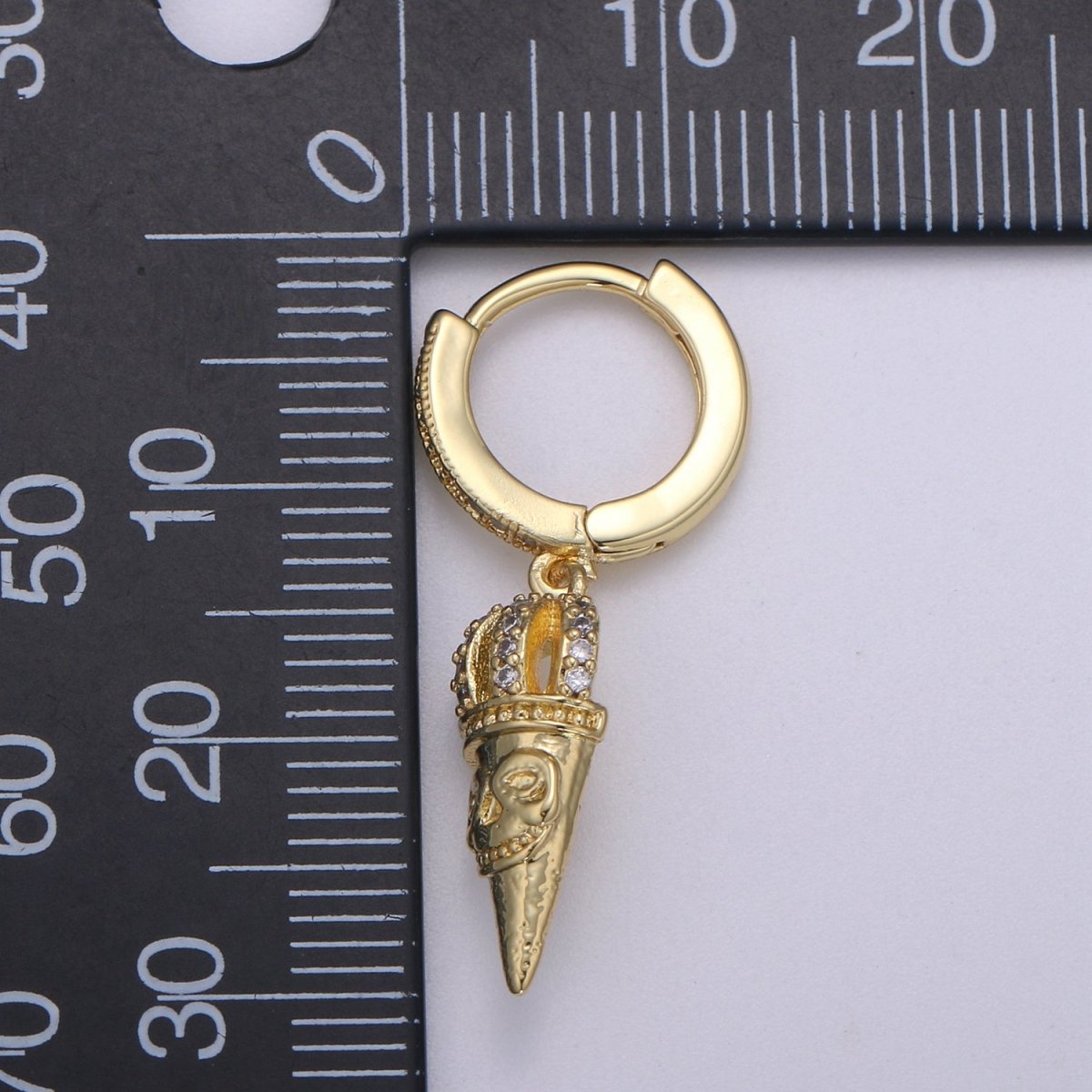 14k Gold spike earring, Spike hoop earrings, Pendulum huggie, Gift for her, Tiny hoop earrings Dangle earrings P-048 P-049 - DLUXCA