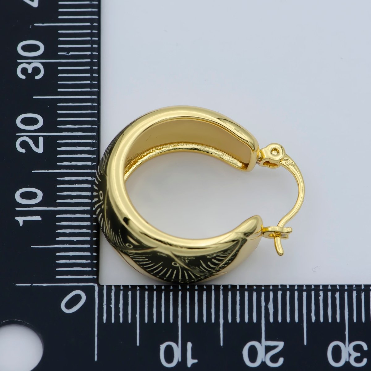 14K Gold Thick Hoops - Gold Thick Hoop Earrings - Chunky Thick Hoops - Light Weight Hoops Dome Earring P-268 - DLUXCA