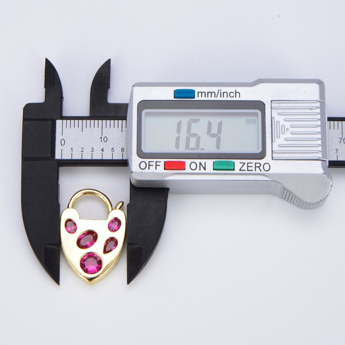 14K Shiny Gold Heart Shaped Padlock Clasp, Cubic Zirconia Love Clasp, Working Open Close Clasp Pendant Connector Charm for Necklace L-320~L-322 - DLUXCA