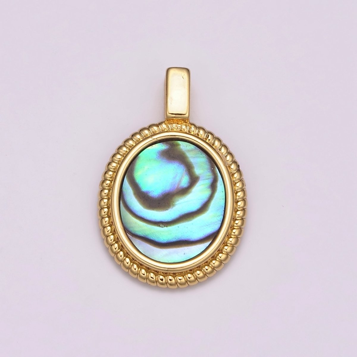 14K Yellow Gold Filled Oval Gemstone Medallion Pendant Abalone, Tiger Eye, Carnelian, Black ,Green Agate for Vintage Classic Minimalist Jewelry N-478 - N-482 - DLUXCA