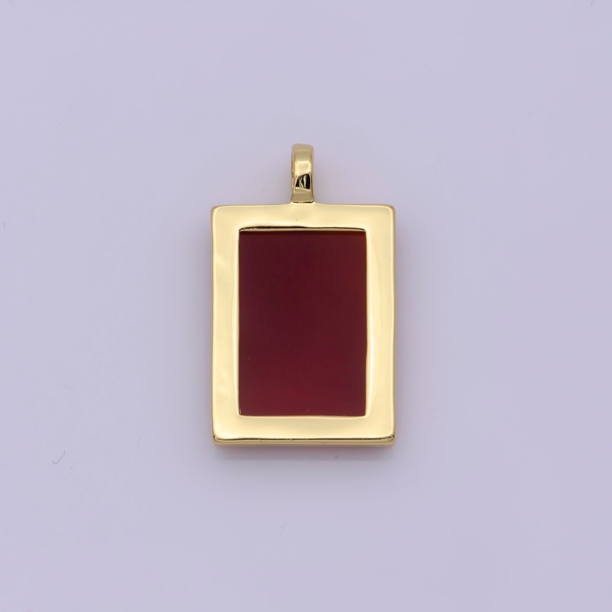 14K Yellow Gold Filled Rectangle Gemstone Medallion Pendant Tiger Eye, Carnelian ,Green Agate for Minimalist Classic Jewelry N-487 - N-490 - DLUXCA