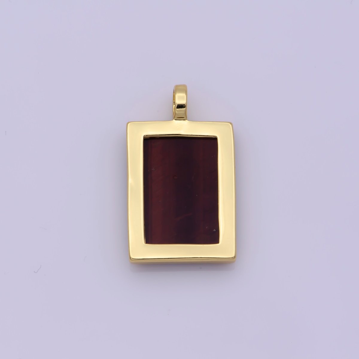 14K Yellow Gold Filled Rectangle Gemstone Medallion Pendant Tiger Eye, Carnelian ,Green Agate for Minimalist Classic Jewelry N-487 - N-490 - DLUXCA