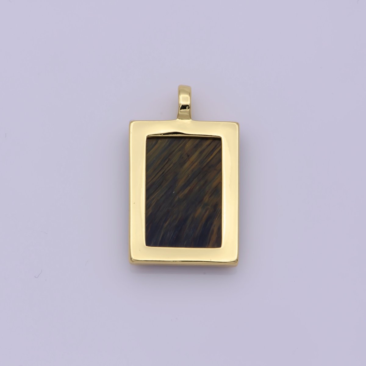 14K Yellow Gold Filled Rectangle Gemstone Medallion Pendant Tiger Eye, Carnelian ,Green Agate for Minimalist Classic Jewelry N-487 - N-490 - DLUXCA