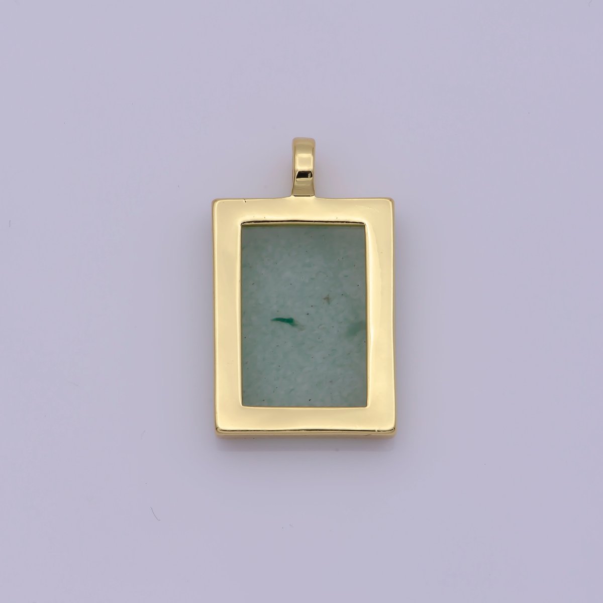 14K Yellow Gold Filled Rectangle Gemstone Medallion Pendant Tiger Eye, Carnelian ,Green Agate for Minimalist Classic Jewelry N-487 - N-490 - DLUXCA