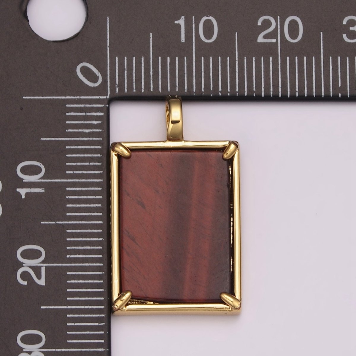 14K Yellow Gold Filled Rectangle Gemstone Medallion Pendant Tiger Eye, Carnelian ,Green Agate for Minimalist Classic Jewelry N-487 - N-490 - DLUXCA