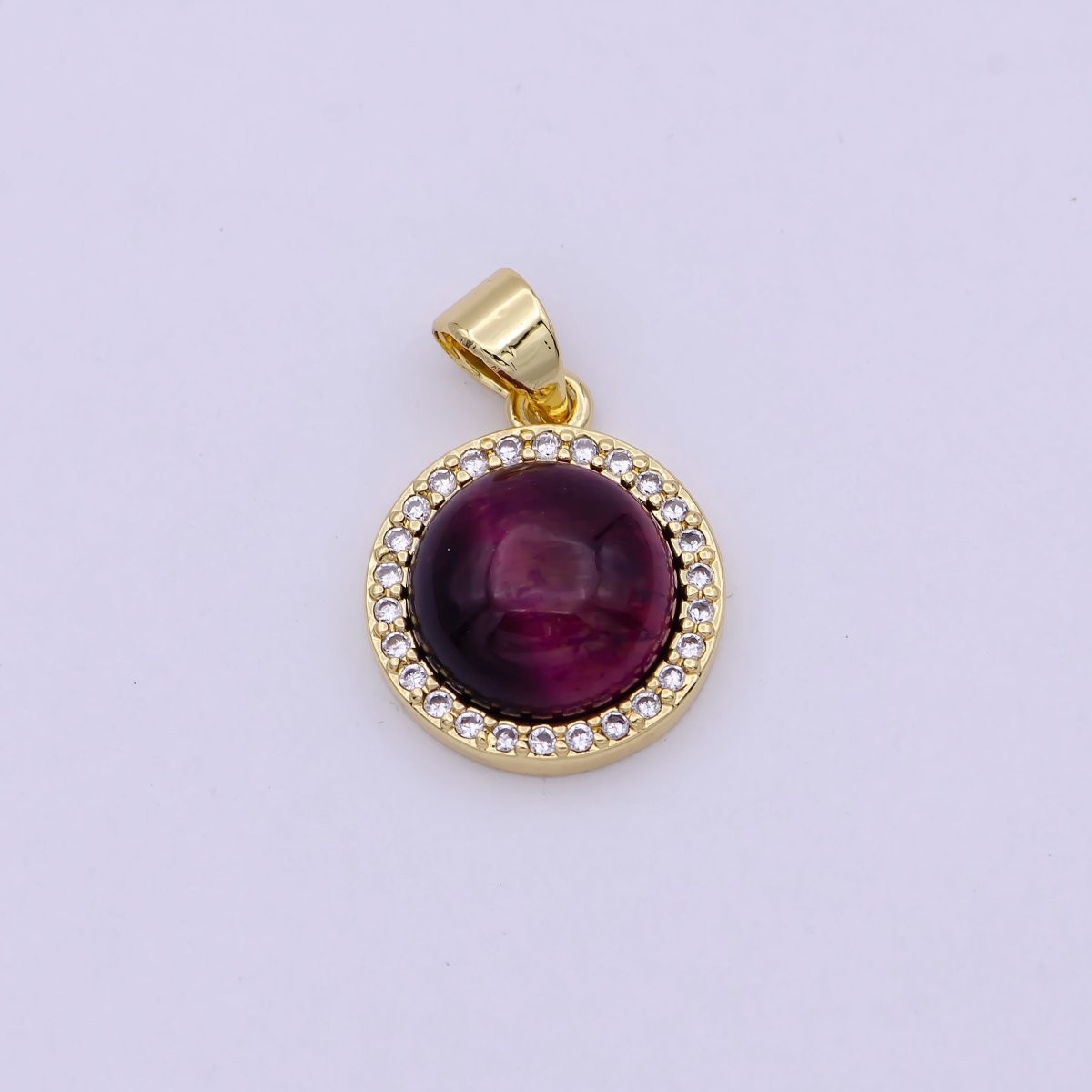 14K Yellow Gold Filled Round Gemstone Medallion Pendant Amethyst, Tiger Eye, Carnelian, Jade ,Emerald, Blue Lapiz for Vintage Classic Minimalist Jewelry H-445 H-446 H-453 H-454 H-458 H-459 H-461 H-464 H-465 - DLUXCA