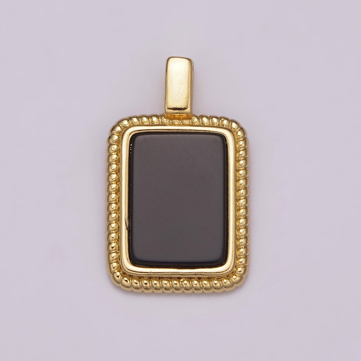 14K Yellow Gold Filled Square Gemstone Medallion Pendant Abalone, Tiger Eye, Carnelian, Black ,Green Agate for Vintage Classic Minimalist Jewelry N-473 - N-477 - DLUXCA