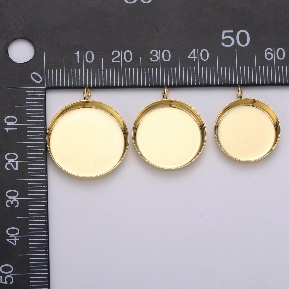 14kGold Filled Round Circle Circular Bezel Cup Earring,Supplies for DIY Earring & Pendat Jewelry,Perfect for DIY Round Pendant Tray with Loop K-926 K-927 K-928 - DLUXCA