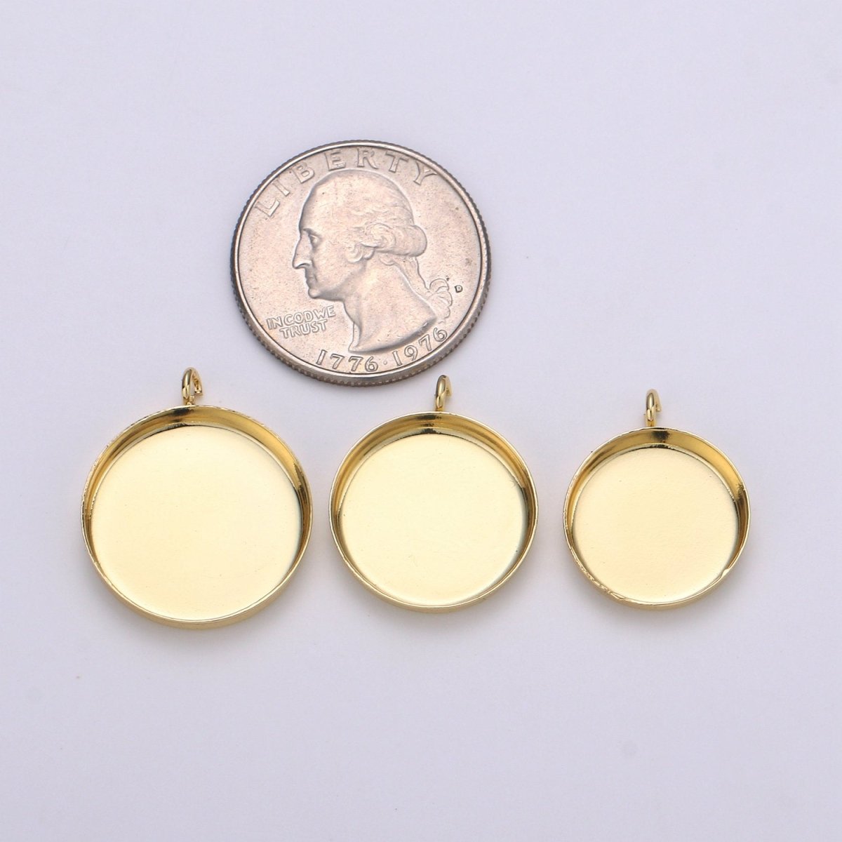 14kGold Filled Round Circle Circular Bezel Cup Earring,Supplies for DIY Earring & Pendat Jewelry,Perfect for DIY Round Pendant Tray with Loop K-926 K-927 K-928 - DLUXCA