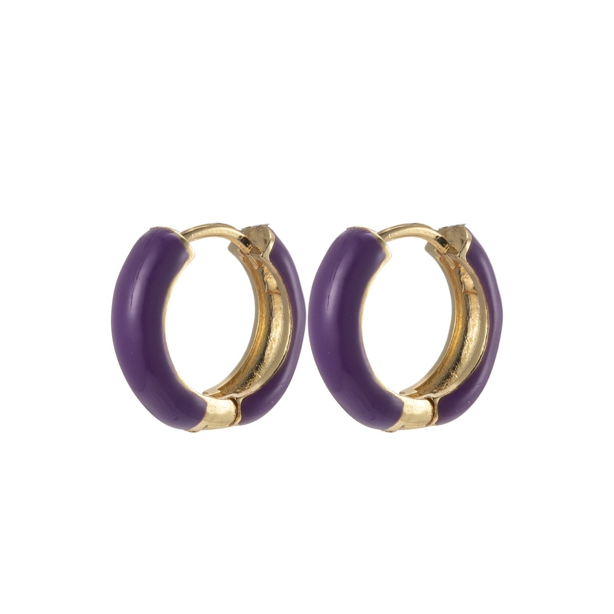 14mm Huggie Earring Colorful Neon Enamel Gold Multi Color Small Hoops Y2K Jewelry P-141~P-149 - DLUXCA