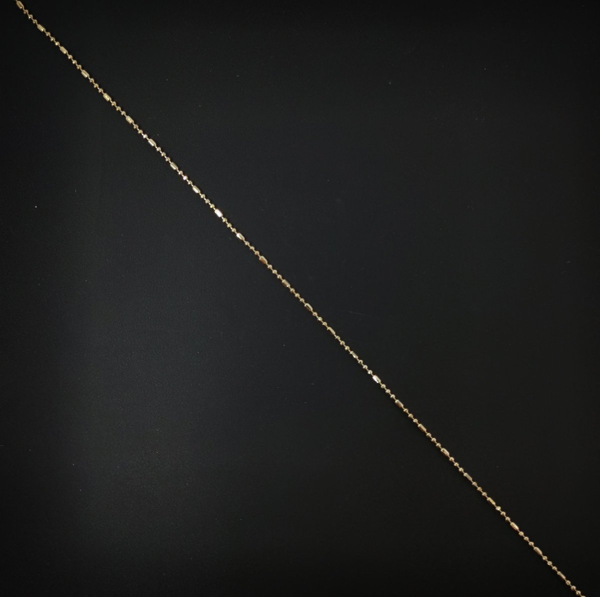 15.6'' Ready to Use 18K Gold Plated Bead Necklace Chain, Layering Beaded Chain, Dainty 1mm Bead Necklace w/Spring Ring | CN-656 Clearance Pricing - DLUXCA