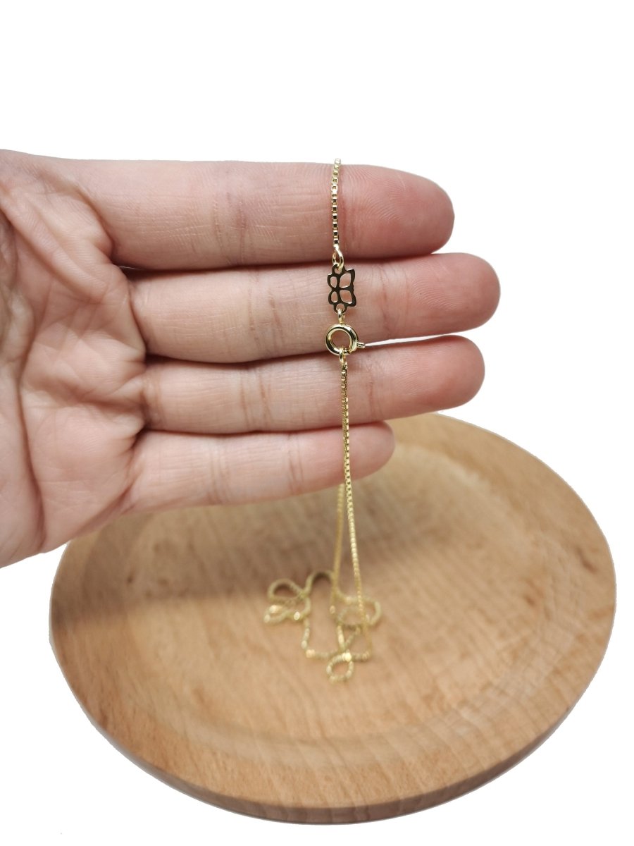 15.7 Inch Ready To Wear Chain, 14K Gold Plated Box Chain Necklace, Dainty 1mm Layering Box Necklace w/Spring Ring | CN-563 - DLUXCA