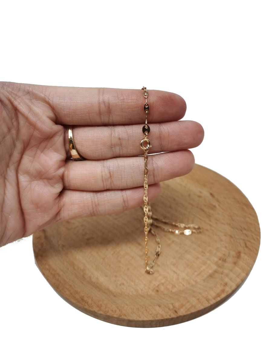 15.7'' Ready to Use 18K Gold Filled Anchor Necklace Chain, Layering Anchor Chain Dainty Necklace, 2mm Anchor Necklace w/Spring Ring | CN-510 - DLUXCA