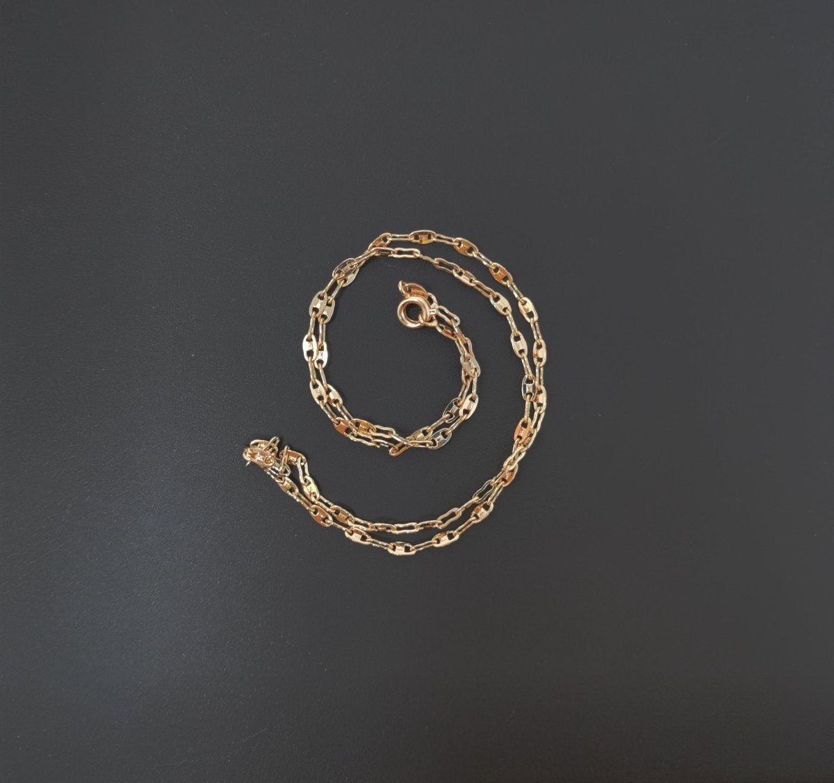 15.7'' Ready to Use 18K Gold Filled Anchor Necklace Chain, Layering Anchor Chain Dainty Necklace, 2mm Anchor Necklace w/Spring Ring | CN-510 - DLUXCA