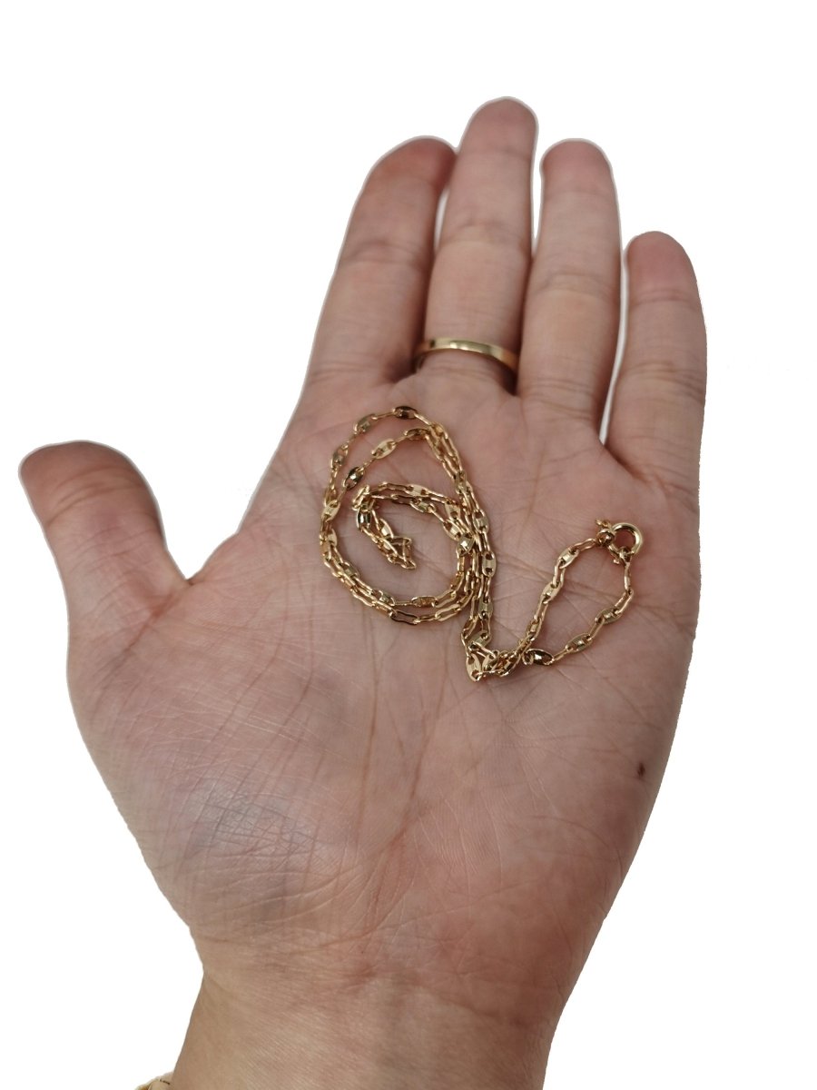 15.7'' Ready to Use 18K Gold Filled Anchor Necklace Chain, Layering Anchor Chain Dainty Necklace, 2mm Anchor Necklace w/Spring Ring | CN-510 - DLUXCA