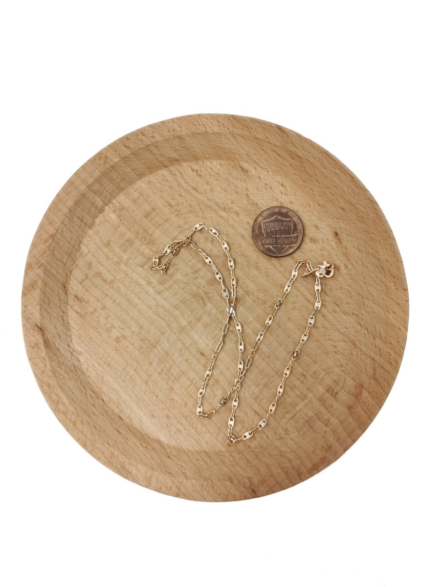 15.7'' Ready to Use 18K Gold Filled Anchor Necklace Chain, Layering Anchor Chain Dainty Necklace, 2mm Anchor Necklace w/Spring Ring | CN-510 - DLUXCA