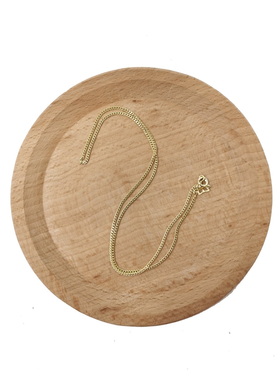 15.8 inch Curb Chain Necklace, 14K Gold Plated Finished Chain For Jewelry Making, Dainty 1.2mm Curb Necklace w/Spring Ring | CN-943 Clearance Pricing - DLUXCA