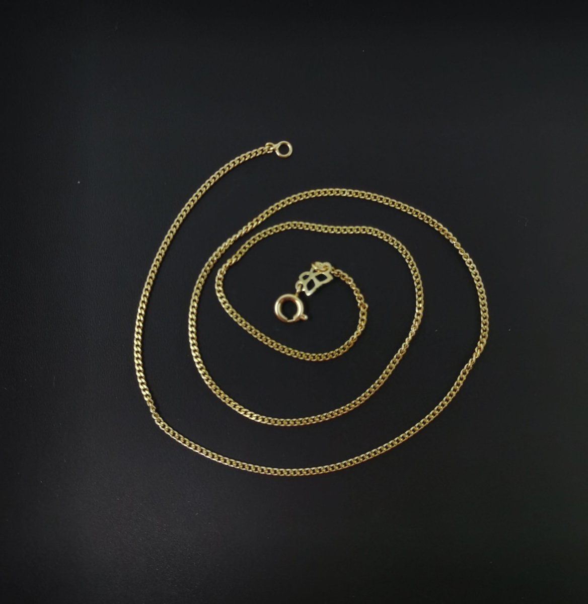 15.8 inch Curb Chain Necklace, 14K Gold Plated Finished Chain For Jewelry Making, Dainty 1.2mm Curb Necklace w/Spring Ring | CN-943 Clearance Pricing - DLUXCA