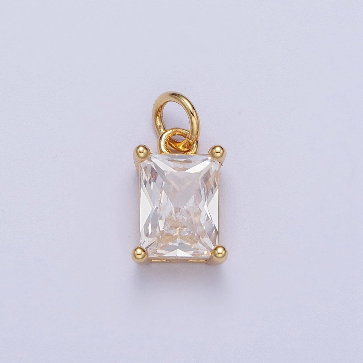15mm, 17mm Clear Baguette Cubic Zirconia Gold Charm | C-420 C-243 - DLUXCA